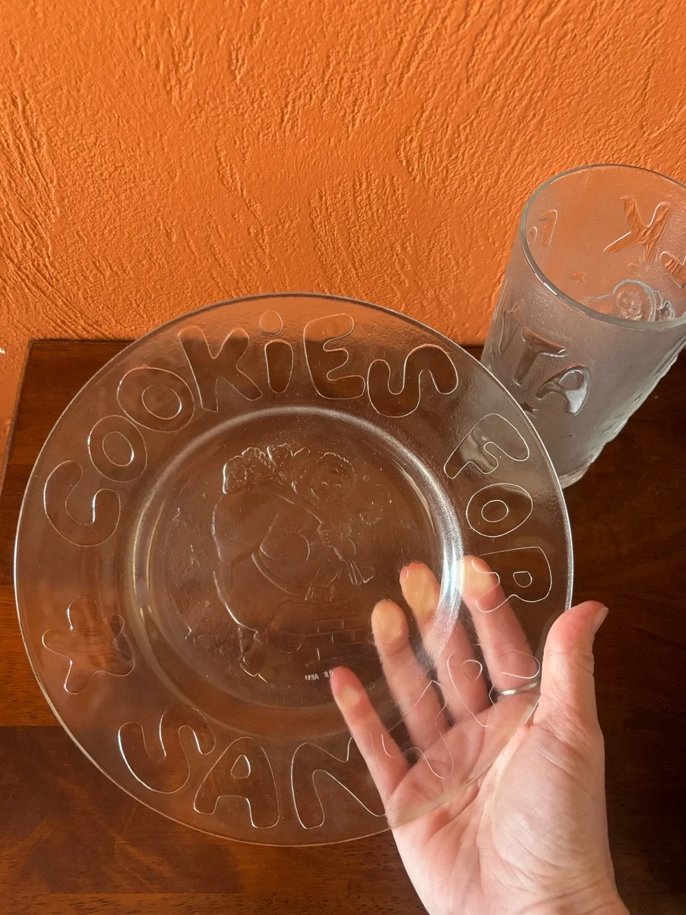 Vintage Princess House Crystal “Cookies for Santa”  Tumbler and Plate Set